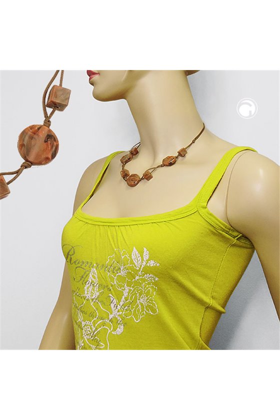 NECKLACE BEADS ON CORD MARBLED BROWN