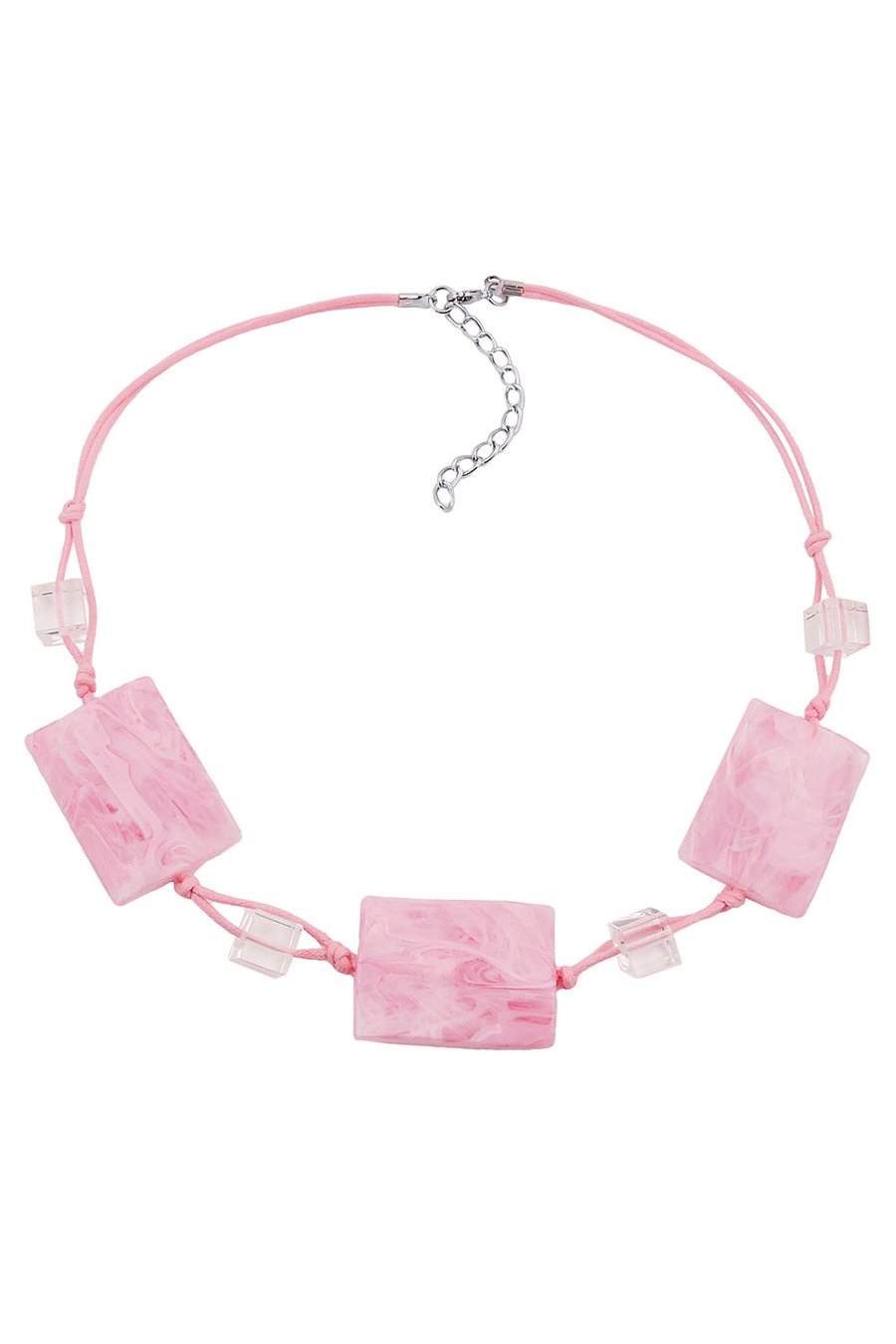 NECKLACE WAVY TETRAGON WHITE-PINK