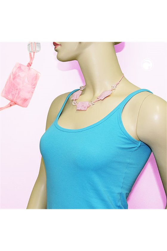 NECKLACE WAVY TETRAGON WHITE-PINK