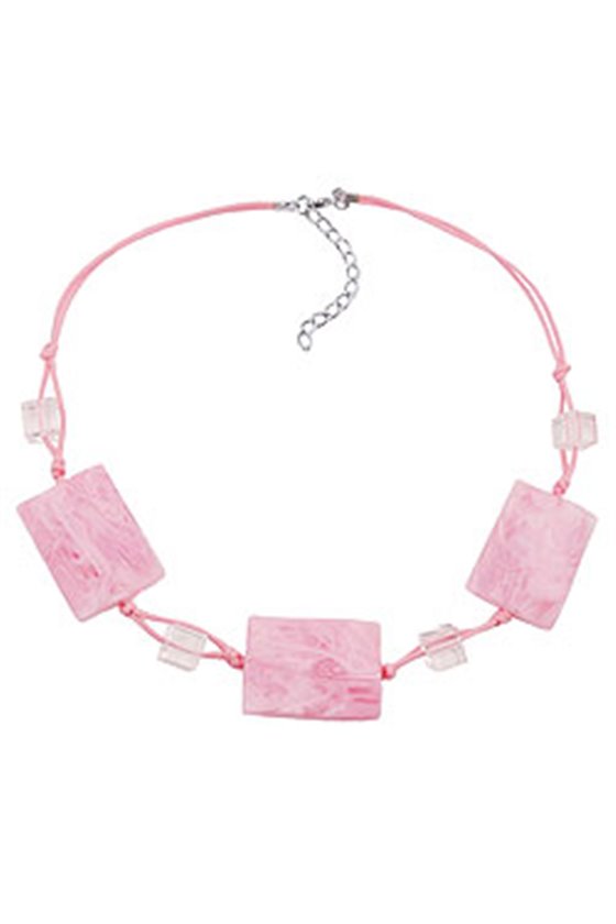 NECKLACE WAVY TETRAGON WHITE-PINK