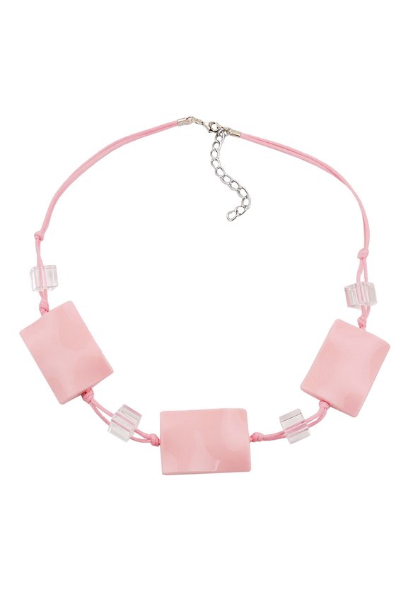 NECKLACE WAVY TETRAGON PINK CORD PINK