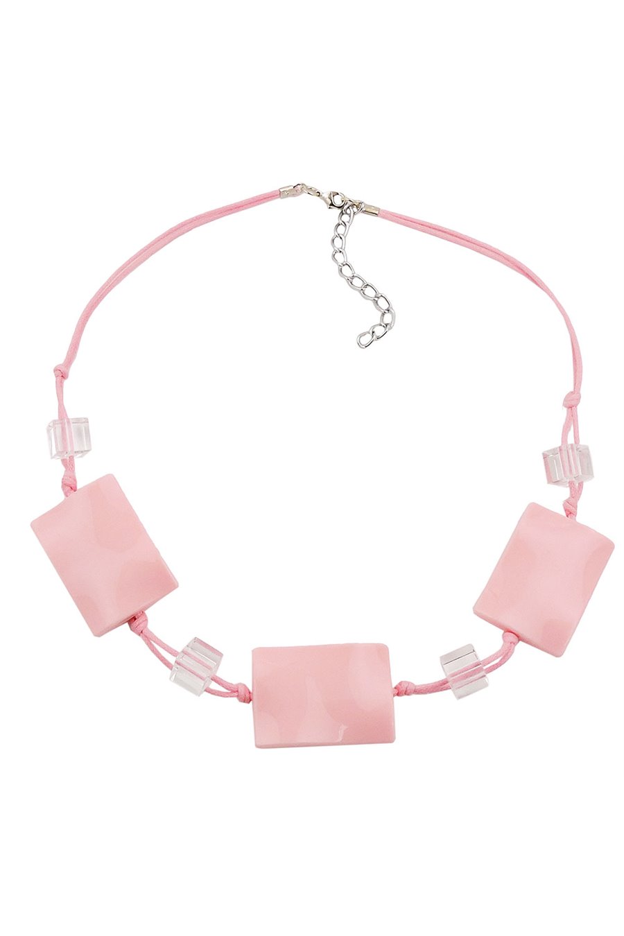 NECKLACE WAVY TETRAGON PINK CORD PINK