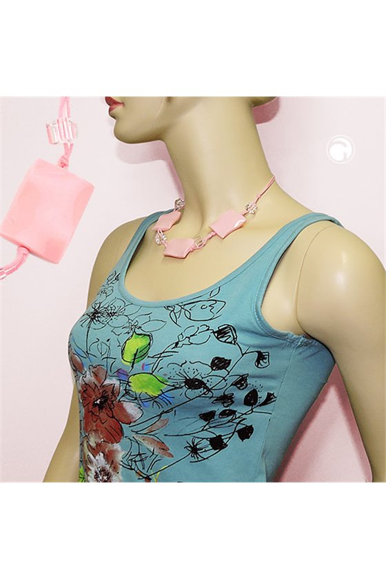 NECKLACE WAVY TETRAGON PINK CORD PINK