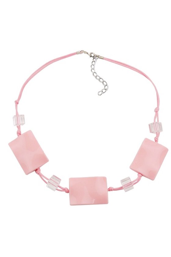 NECKLACE WAVY TETRAGON PINK CORD PINK