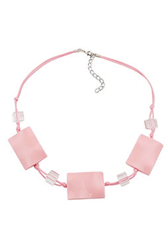 NECKLACE WAVY TETRAGON PINK CORD PINK