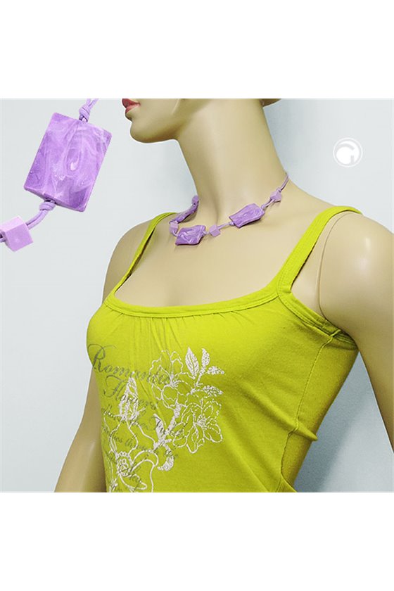 NECKLACE WAVY TETRAGON WHITE-LAVENDER