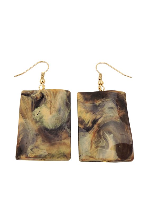 HOOK EARRINGS PILLOW BEAD BROWN