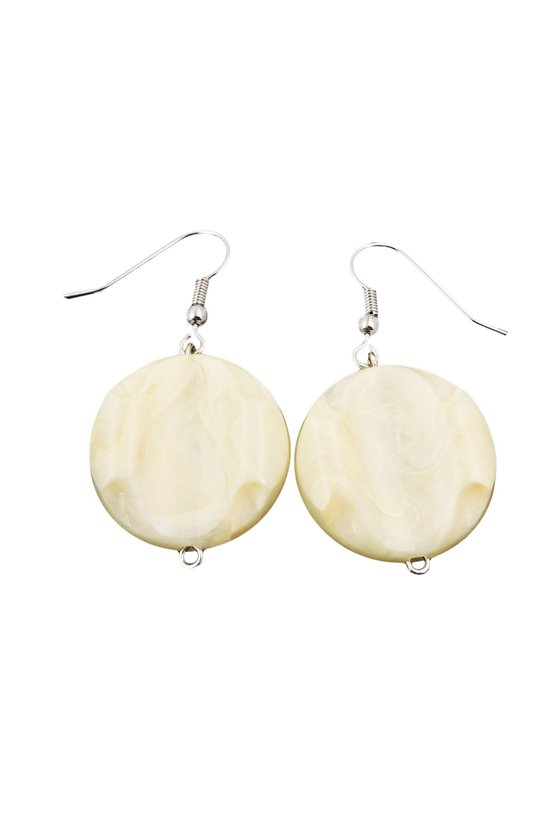 HOOK EARRINGS MARBLED BEADS VANILLE