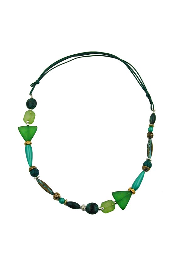 NECKLACE MINT GREEN DARK GREEN MULTICOLOUR DESIGN