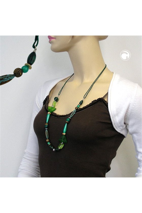 NECKLACE MINT GREEN DARK GREEN MULTICOLOUR DESIGN