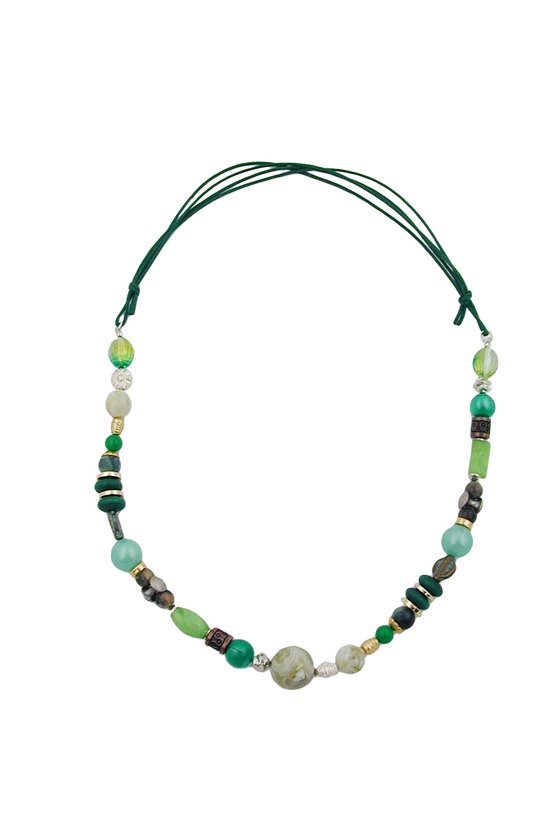 NECKLACE LIGHT GREEN DARK GREEN MULTICOLOUR DESIGN