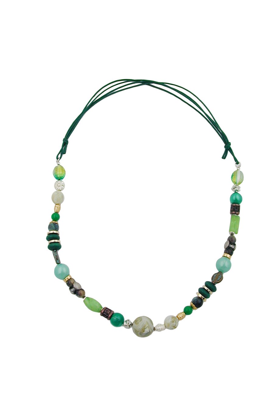 NECKLACE LIGHT GREEN DARK GREEN MULTICOLOUR DESIGN