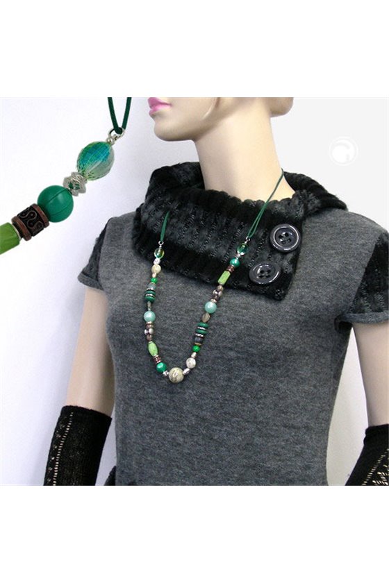 NECKLACE LIGHT GREEN DARK GREEN MULTICOLOUR DESIGN