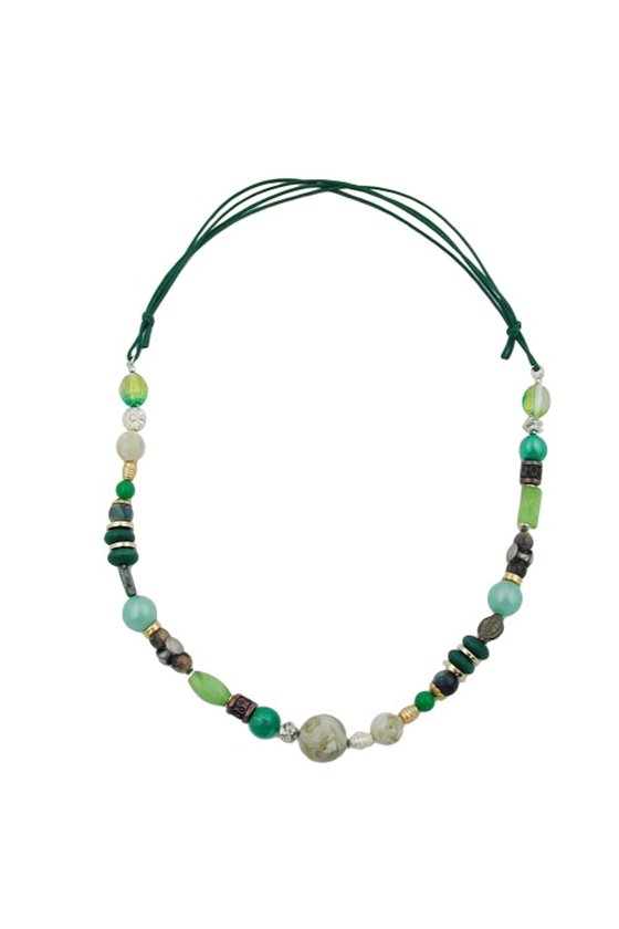 NECKLACE LIGHT GREEN DARK GREEN MULTICOLOUR DESIGN