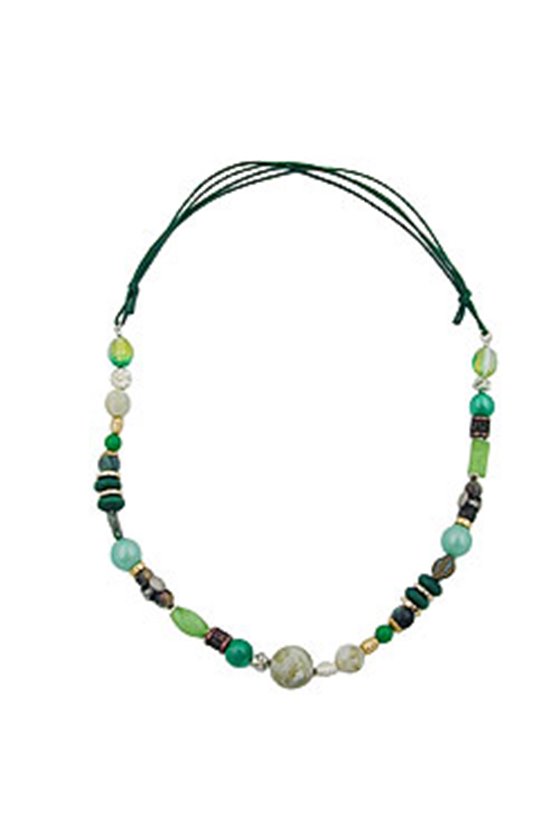 NECKLACE LIGHT GREEN DARK GREEN MULTICOLOUR DESIGN