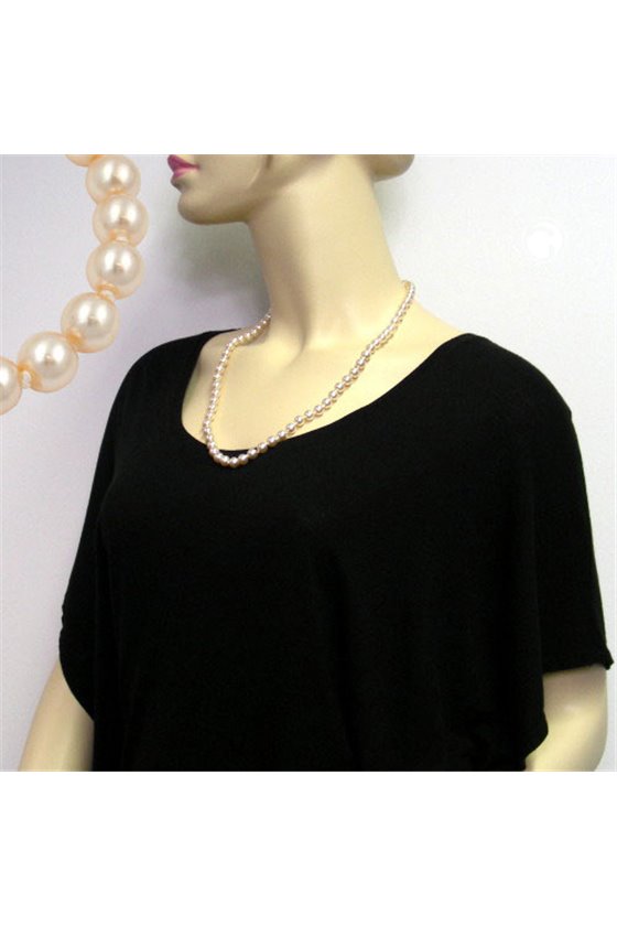NECKLACE GLASS BEADS CREAM KNOTTED