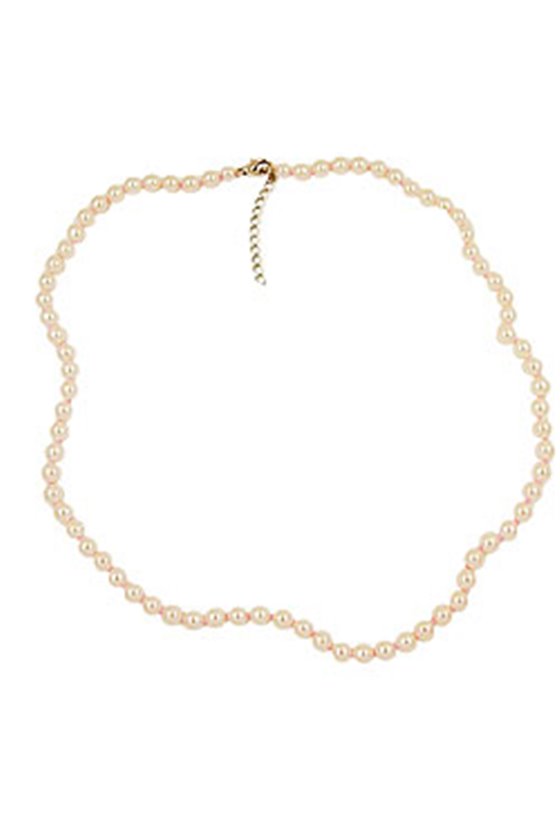 NECKLACE GLASS BEADS CREAM KNOTTED