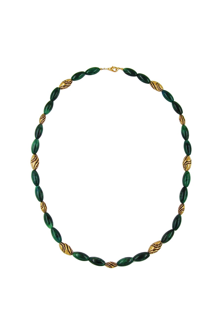 NECKLACE BEADS GREEN-MARBLED 60CM