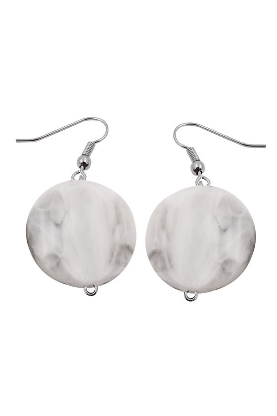 HOOK EARRINGS MARBLED BEADS GREY