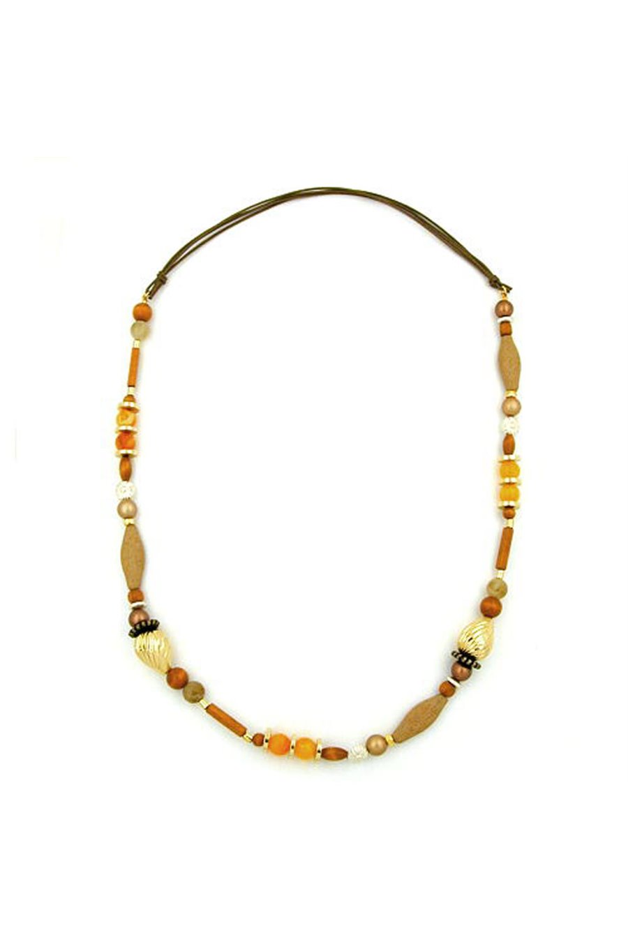 NECKLACE MIXED BEADS OF LIGHT BROWN BROWN OCHRE COLOURS