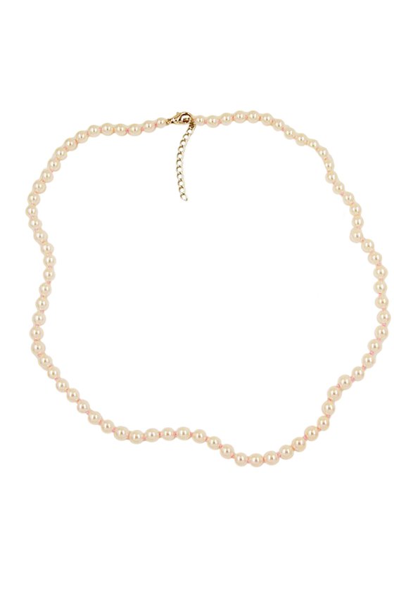 NECKLACE GLASS BEADS CREAM KNOTTED