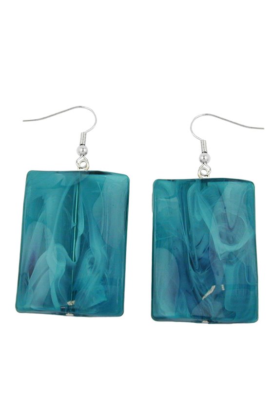 HOOK EARRINGS PILLOW BEAD TURQUOISE