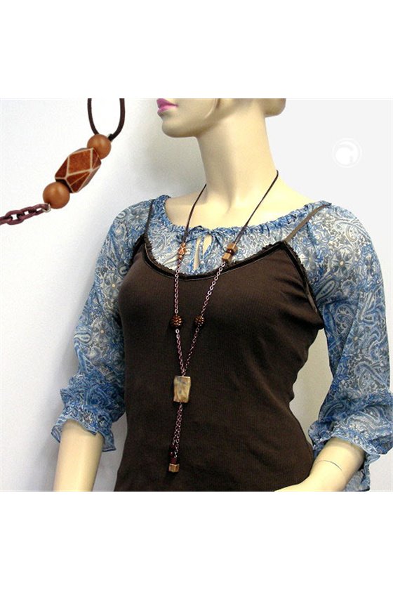 NECKLACE RECTANGULAR BEAD BROWN/COPPER COLOURS DIFFERENT SHAPES