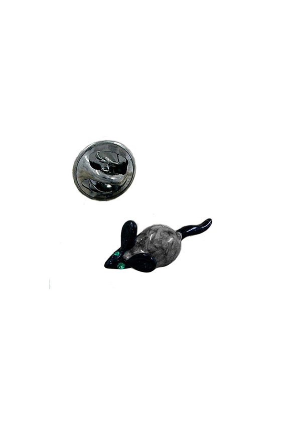 CLUTCH PIN BROOCH GREY MOUSE