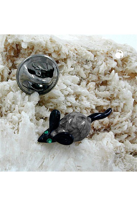 CLUTCH PIN BROOCH GREY MOUSE