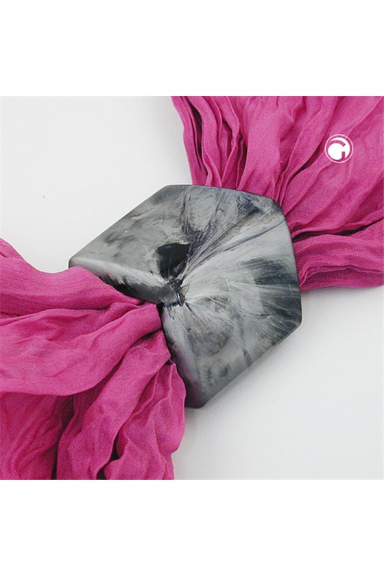 SCARF BEAD SLANTED BLACK SILVER MARBLED