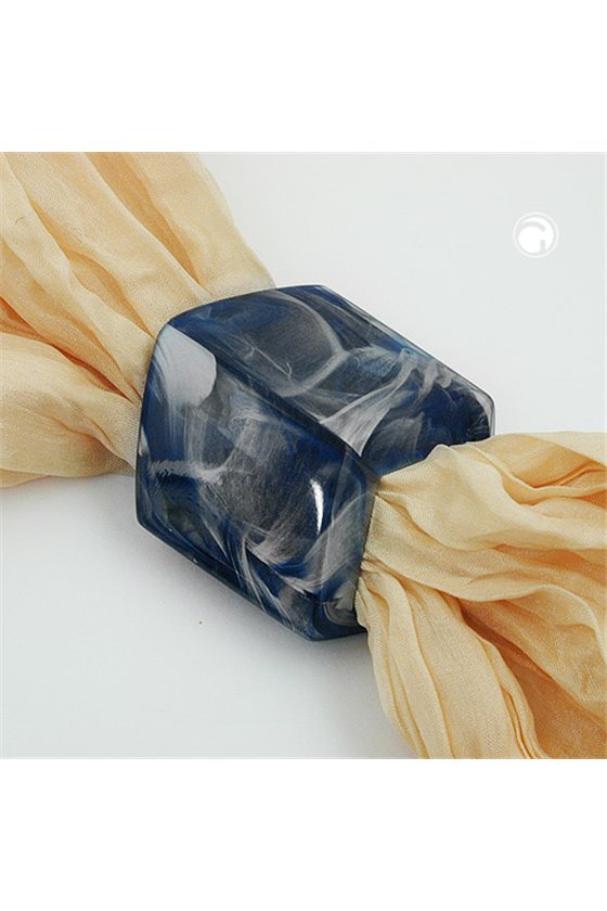 SCARF BEAD SLANTED BLUE MARBLED GLOSSY