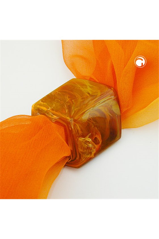 SCARF BEAD SLANTED BROWN MARBLED