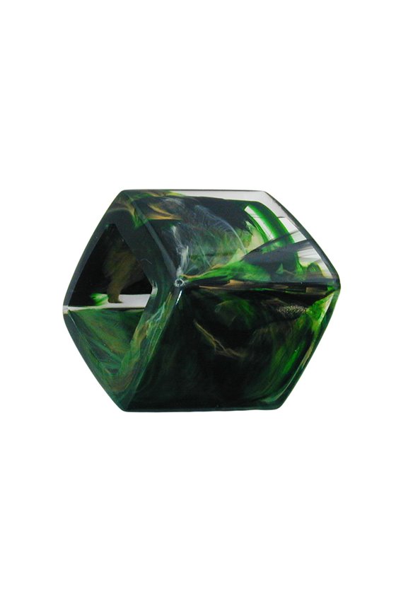 SCARF BEAD SLANTED GREEN MARBLED