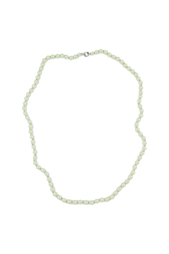 NECKLACE GLASS BEADS LIGHT GREEN 60CM
