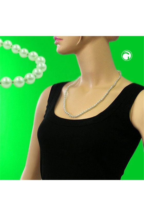 NECKLACE GLASS BEADS LIGHT GREEN 60CM