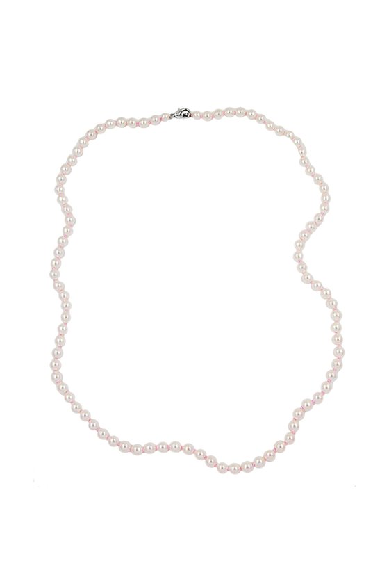 NECKLACE GLASS BEADS PINK KNOTTED