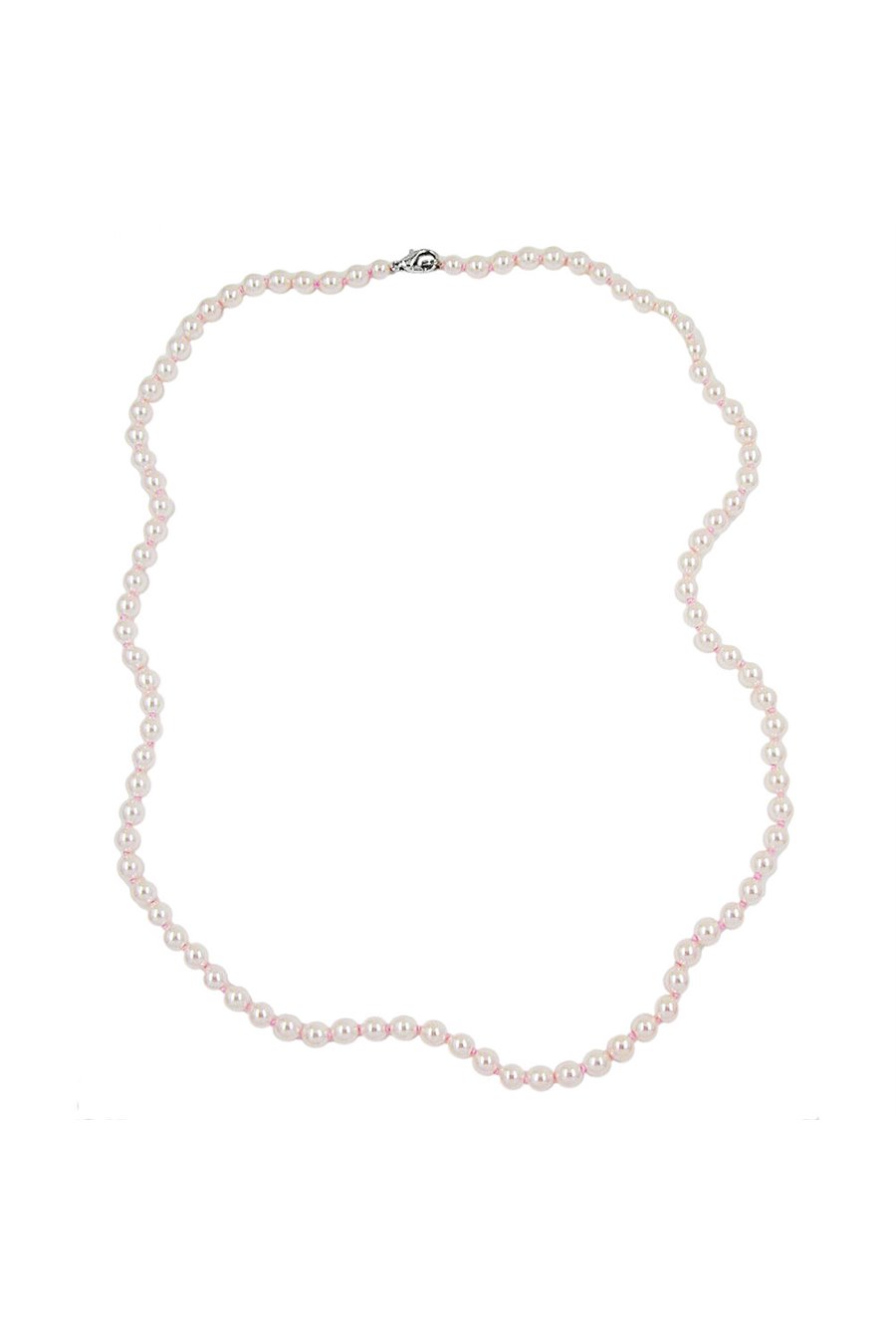 NECKLACE GLASS BEADS PINK KNOTTED