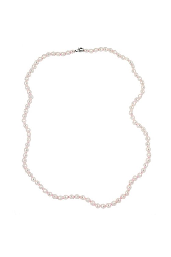 NECKLACE GLASS BEADS PINK KNOTTED