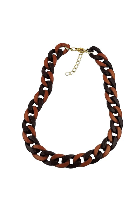 NECKLACE CURB CHAIN BROWN