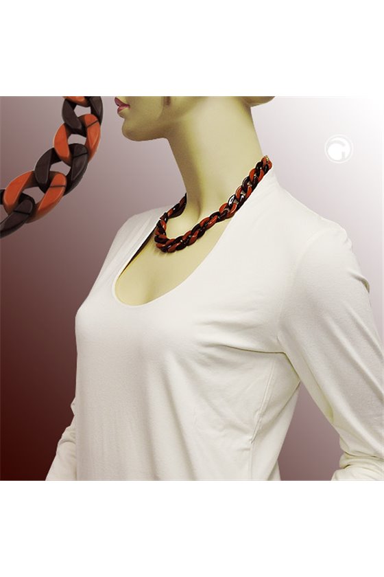 NECKLACE CURB CHAIN BROWN