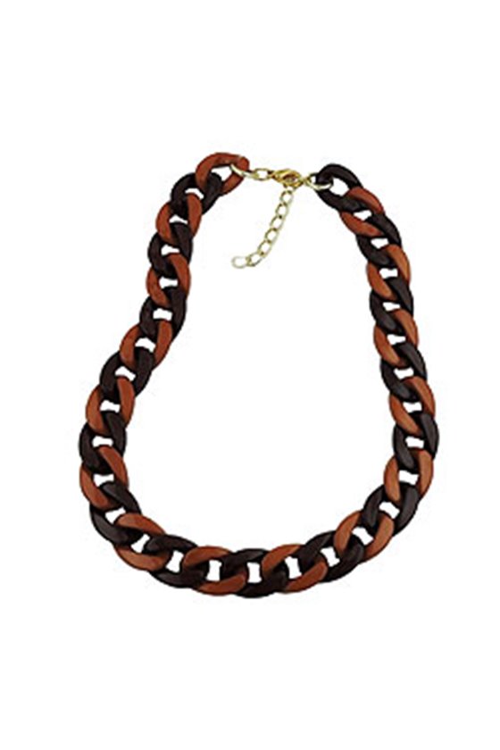 NECKLACE CURB CHAIN BROWN