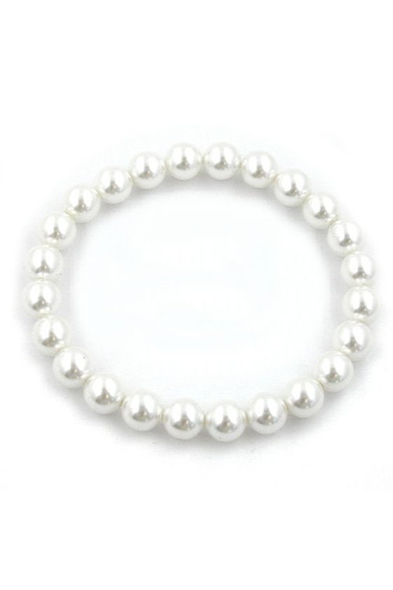 BRACELET WHITE GLASS BEADS