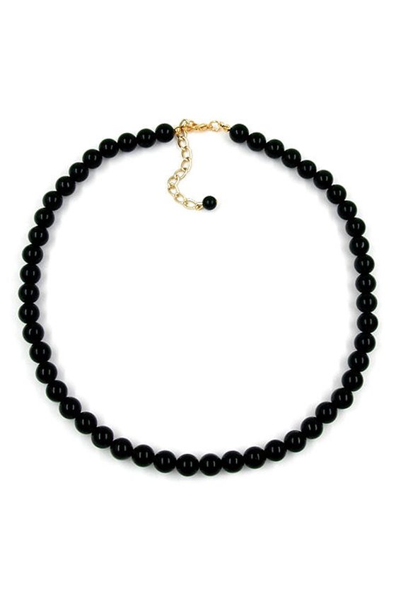 NECKLACE BEADS 8MM BLACK SHINY