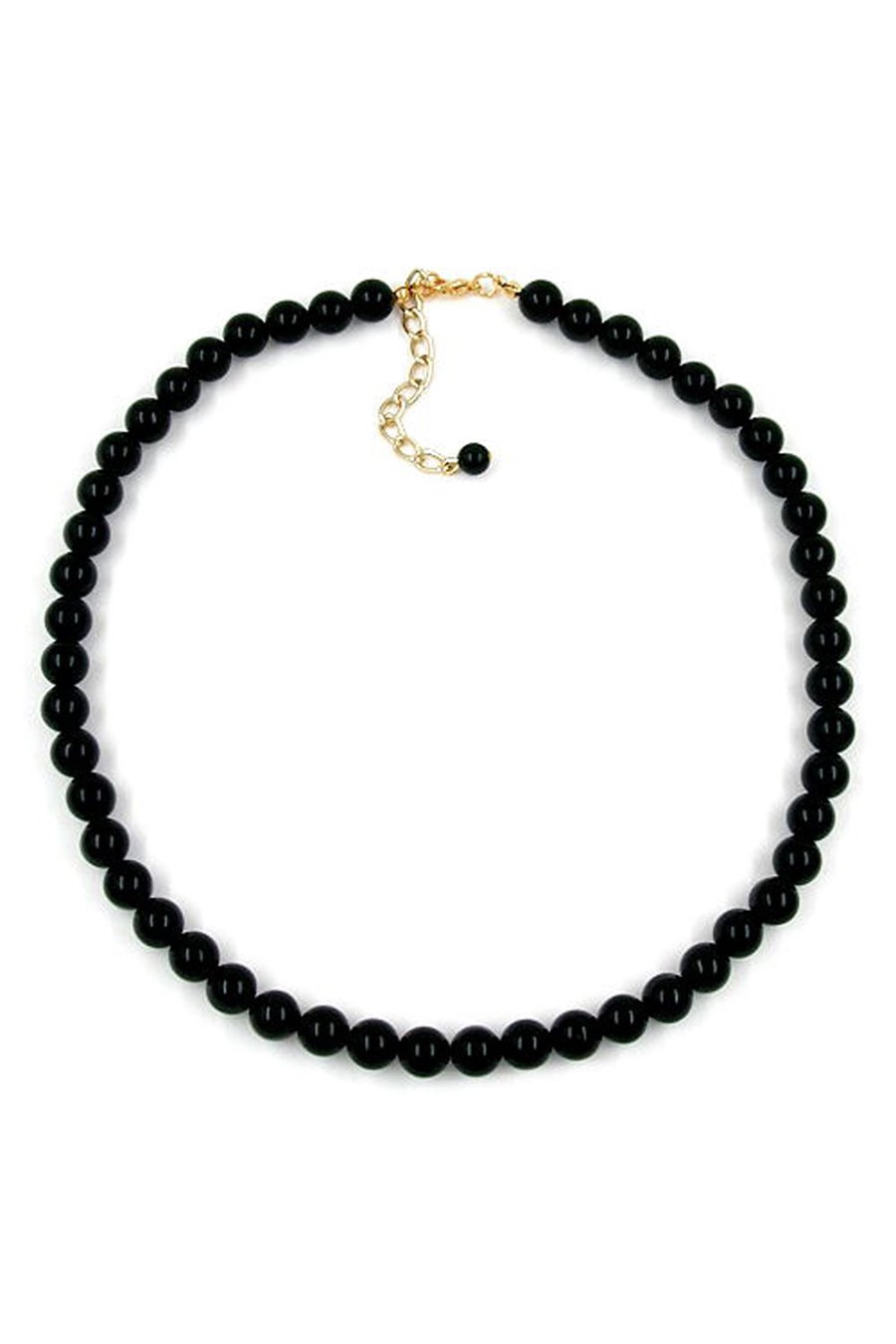 NECKLACE BEADS 8MM BLACK SHINY