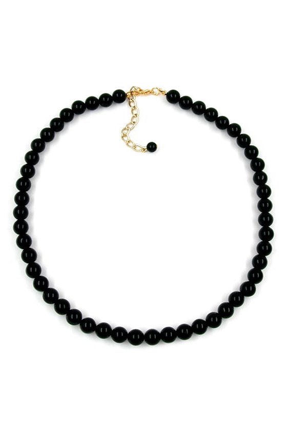 NECKLACE BEADS 8MM BLACK SHINY