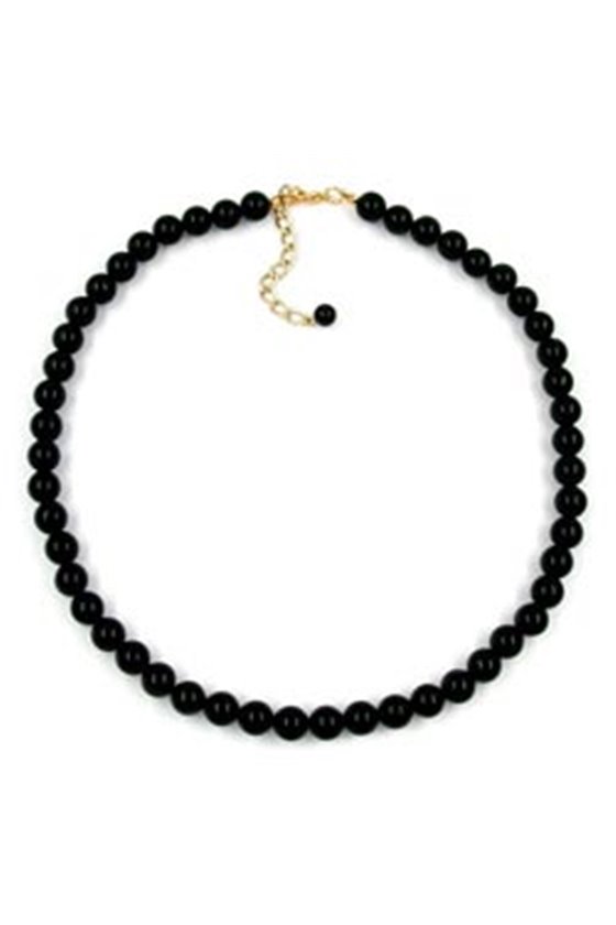 NECKLACE BEADS 8MM BLACK SHINY