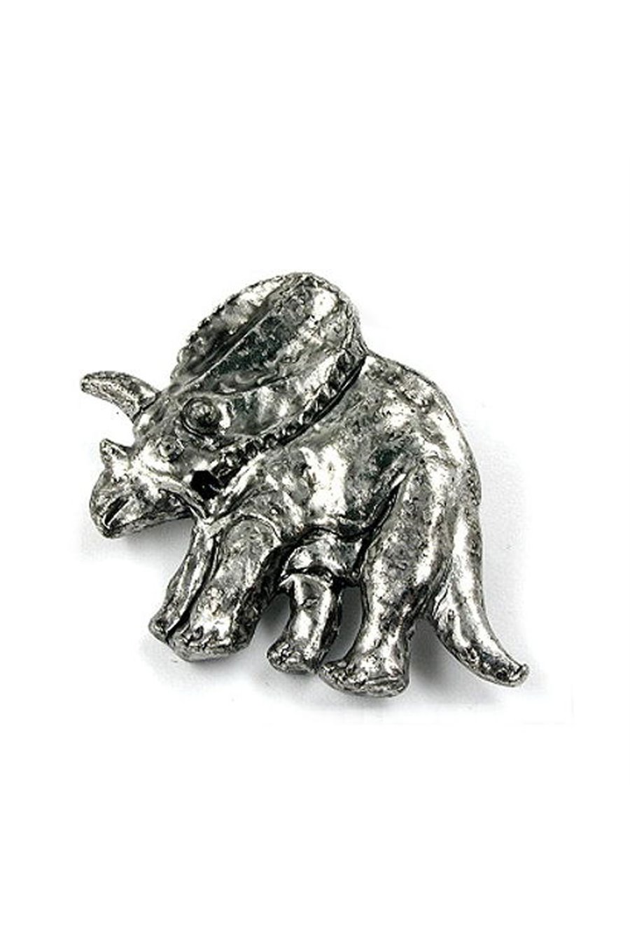 BROOCH DINOSAUR TRICERATOPS ANTIQUE TIN