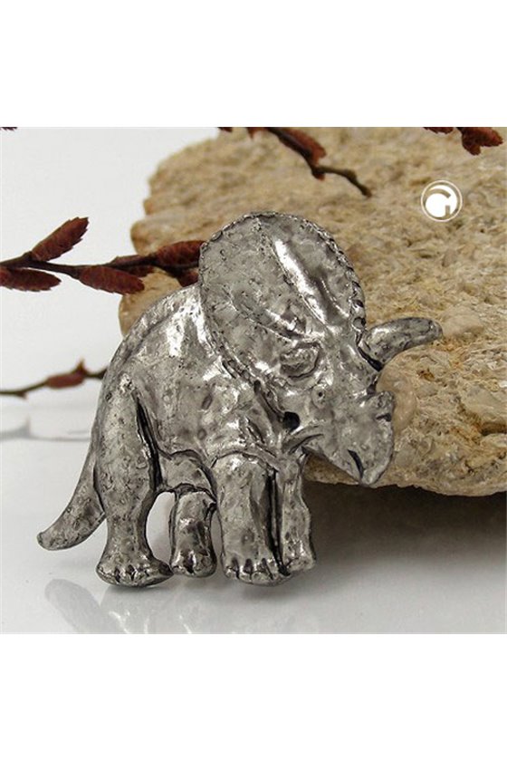 BROOCH DINOSAUR TRICERATOPS ANTIQUE TIN