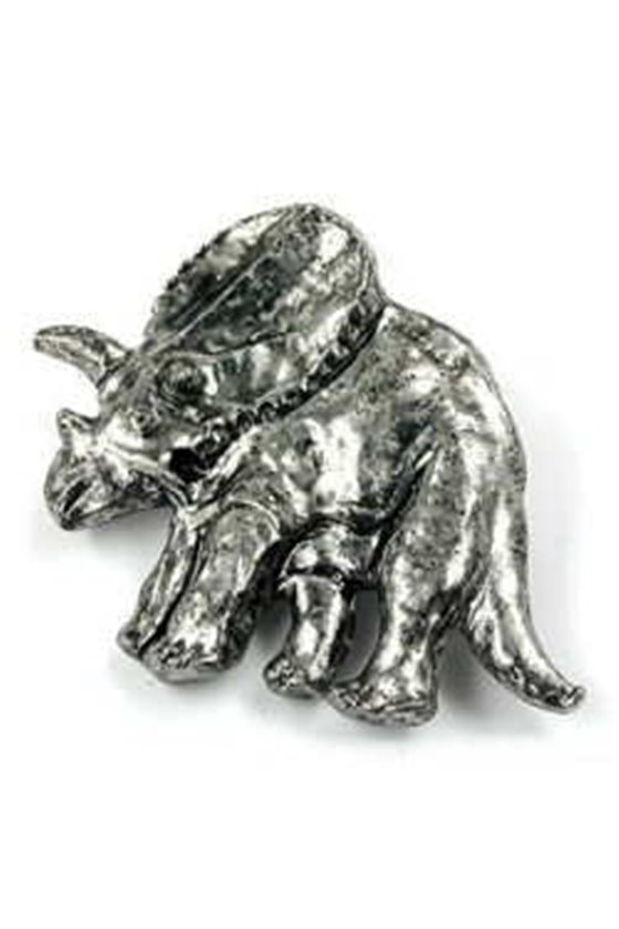 BROOCH DINOSAUR TRICERATOPS ANTIQUE TIN