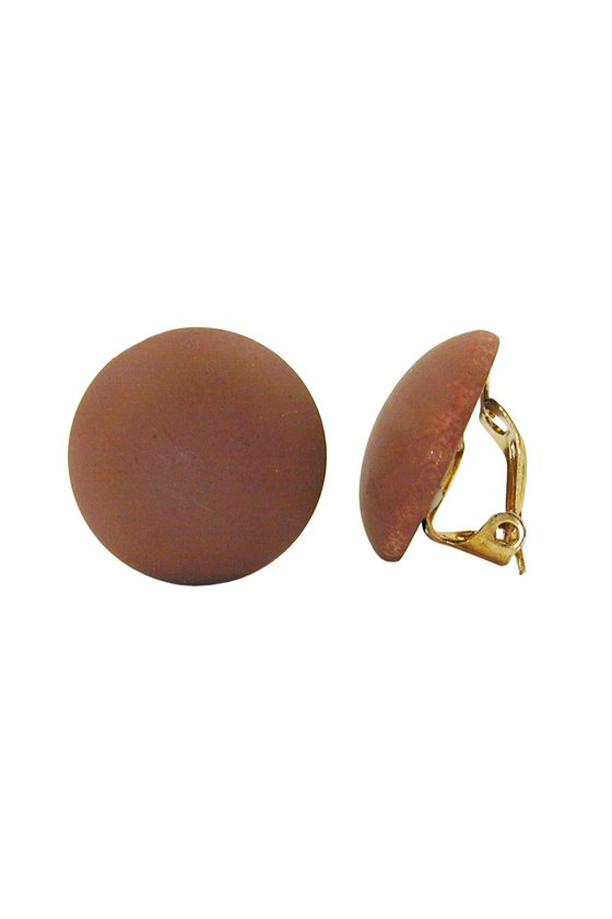 CLIP-ON EARRING ROUND DARK BROWN MATTE 18MM